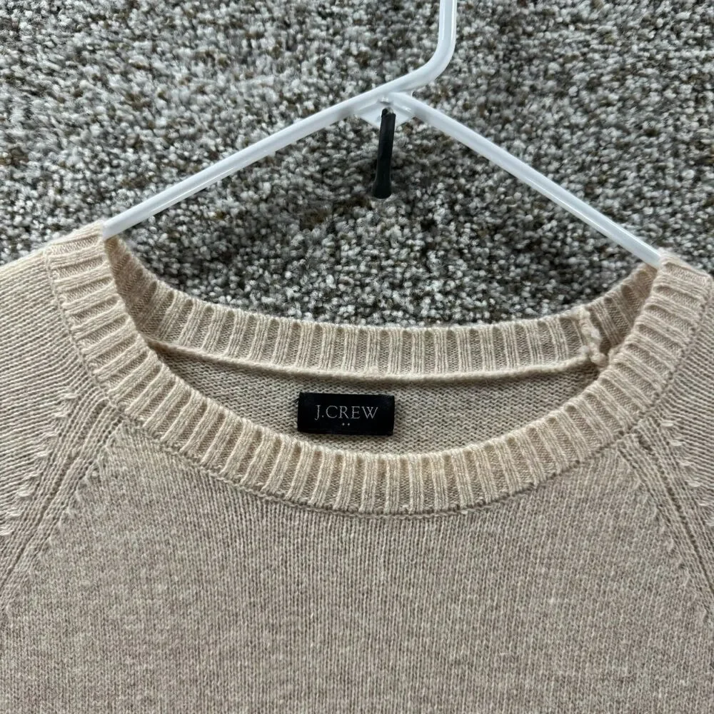 J Crew‎ Sweater Mens Extra Large Beige Lambswool Pullover Knit Long Sleeve Adult